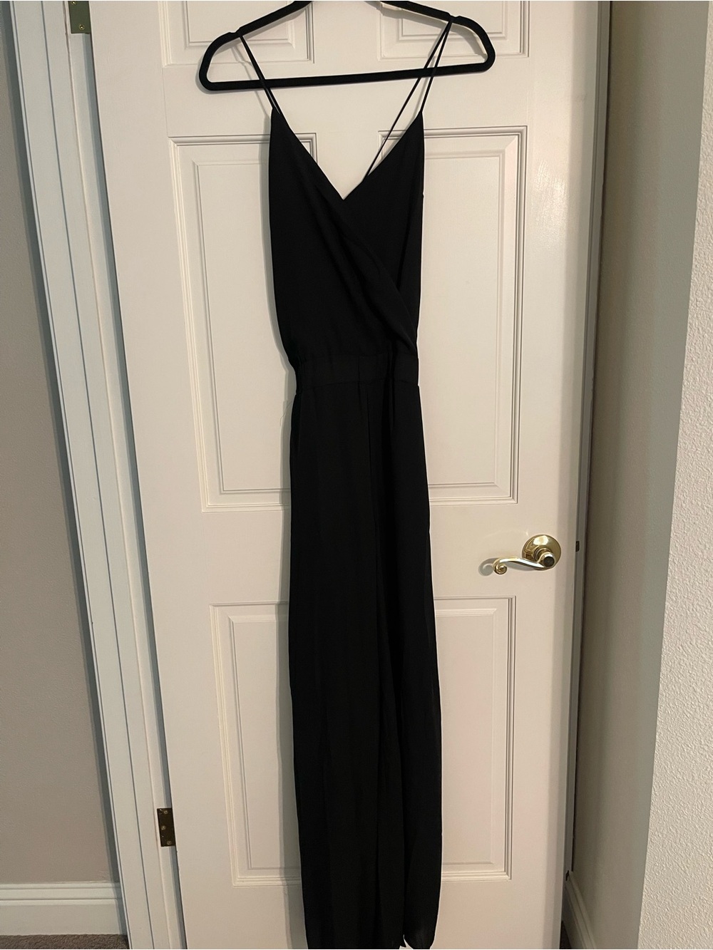 Krisa Black Spaghetti-Strap Jumpsuit